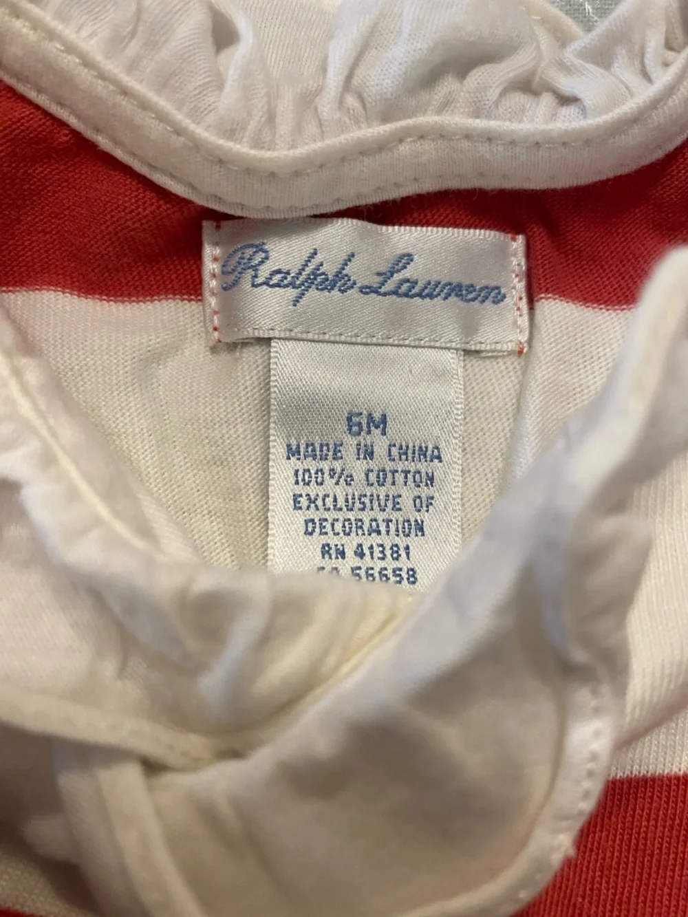 Ralph Lauren red white striped surplice ruffle long one piece